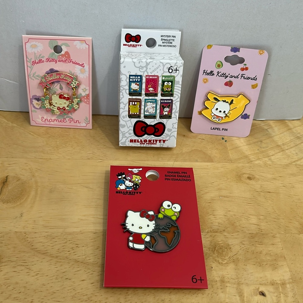 Hello Kitty and Friends Sanrio Bundle of 4 Enamel Pins